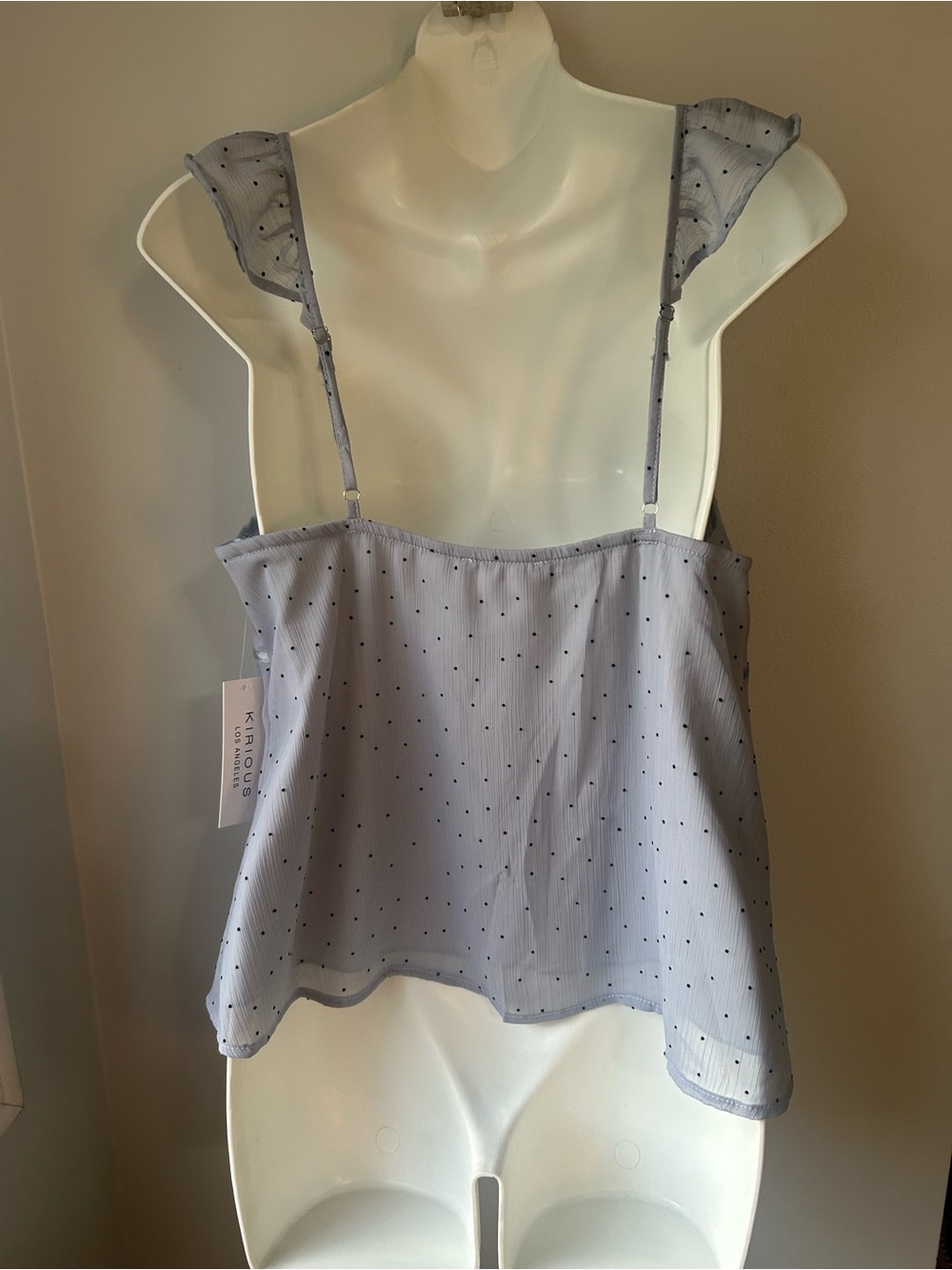 NEW Kirious Los Angeles Light Blue Tie-Front Polka Dot Tank Top - Picture 9 of 14